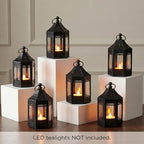 Vela Lanterns Tea Light Candle Holders, Mini Table Centerpieces, Black - Image 2