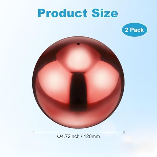M METERXITY 2-Pack Garden Gazing Globes Ball 4.7 Inch 201 Stainless Steel Hollow Mirror Reflective Floating Ball for Garden/Pond/Home/Yard Outdoor Decoration [Ruby Red] - Image 3
