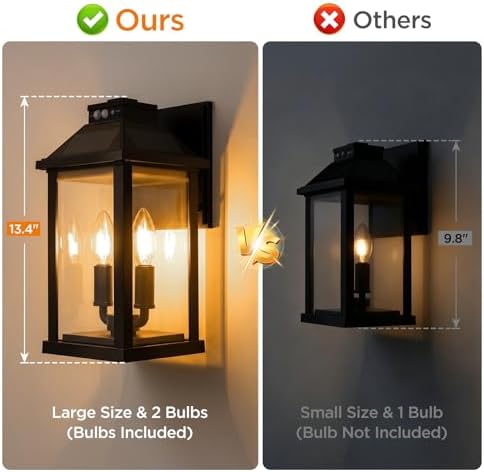 ropelux Solar Lights Outdoor Waterproof, 3 Modes Porch Lights, Motion Sensor Outside Light for House, Outdoor Wall Lights Lantern, Exterior Lighting Fixtures for Garden Patio Fence Yard Garage, 1Pack - Image 3