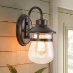 Tarentlight Outdoor Wall Sconce with Clear Seeded Glass Shade,Waterproof Exterior Fixture in Oil Rubbed Bronze Finish,Suit for Wet Locations,Easily Installed in Porch Patio Entryway,Doorway,Corridor by TarentlightOutdoorLighting