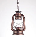 Retro Lanterne Pendant Lighting Metal Glass Shade Kerosene Ceiling Light Pendant Lamp,Red Bronze Finish by Unknown