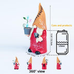 12 Inch Solar Garden Gnome Statue with Planter - Orange Hat Outdoor Gnome Decor with Warm LED, Weatherproof Resin for Yard Patio Lawn - Unique Solar Garden Decor Gifts for Mom Grandma Women - Image 3