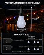 50FT RGBW Outdoor String Lights App Control Patio - Image 3