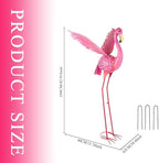 43" Metal Flamingo Garden Sculptures with Solar Light - Image 2