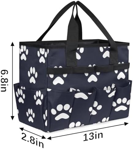 Dog Bones Paw Garden Tool Bag Organizer Heavy Duty Dog Paws Gardening Tote Bag with 10 Pockets for Women Men Gardening Gifts - Image 4
