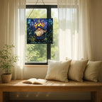 Firefly Crown Gnome Stained Glass Suncatcher – Square Hanging Window Panel for Home or Greenhouse – Whimsical Glass Art Gift for Garden Lovers, Christmas, Halloween, Father Days 8nQygN - Image 7