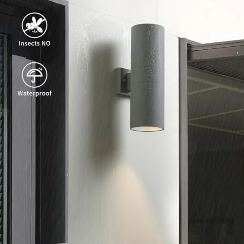 mirrea 18" Modern Outdoor Porch Light in 2 Lights, Matte Gray, 2 Pack - Image 3