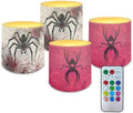 Flameless Candles with Remote Timer, Battery Operated Spider Web Flickering LED Electric Pillar Candles Set of 4 Halloween Decorations by WelcometoLuarisgur