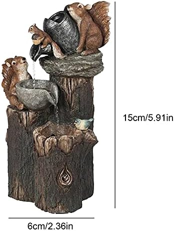 Fountain Tabletop Indoor Tabletop Waterfall Fountain Tabletop Fountain,Outdoor Garden Decor Water Fountain Resin Ornaments with Led Lights Animal Statue for Home Garden Decoratio - Image 2