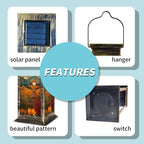 Fall Solar Lantern Watercolor Style Stained Glass Fall Landscape Decor Panel Waterproof Outdoor Hanging Lantern, Solar Powered Garden Light for Patio Yard Camping, Halloween Gift - Image 5