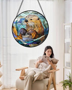 Sea Otter Stained Glass Window Hanging Suncatcher Gifts for Women 15" - Image 2