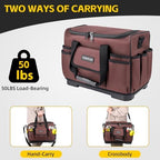 19-Inch Tool Bags For Men Heavy Duty, 29 Pockets Large Tool Organizer Bag with Hard Plastic Bottom & Waterproof Oxford, Electrician Tool Bag for HVAC Mechanic Contractor Construction Work - Image 6