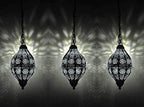 Lal Haveli Silver Color Hanging Moroccan Candle Lantern Holders Set of 3 Pcs by LalHaveli
