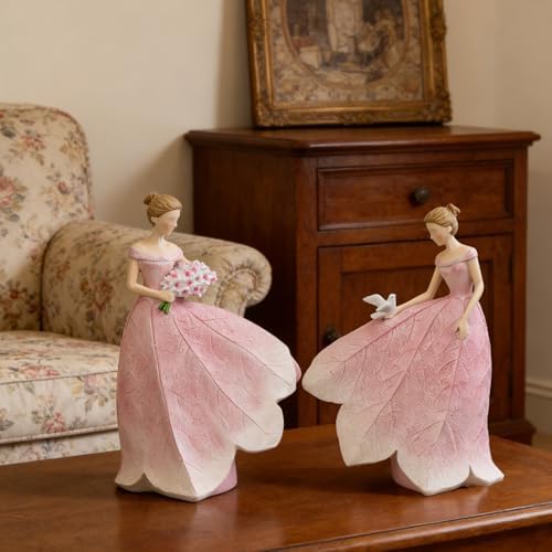 Guichifun Pink Leaf Angel Girls Fairy Statue, 8.5 x 5.25 x 12 Inch - Image 4