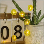 CAKERS LED Petal-Shaped String Lights|Flower Decor Copper Wire Fairy Lights|Creative Floral Plant String Lights for Christmas Party Bedroom Patio,Yellow Flower,5m(16.4ft)-50LED-Battery by CAKERS