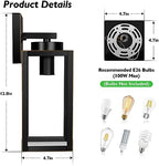 BesLowe Outdoor Wall Light, Modern Porch Sconce, Black with Gold Trim - Image 2