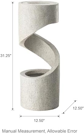 Glitzhome Outdoor Water Fountain with LED Light, Spiral Tiered Water Fountain Outdoor with Stone Planter, Modern Curved Waterfalls Feature Fountains for Garden Patio Porch, 31.3”H - Image 4
