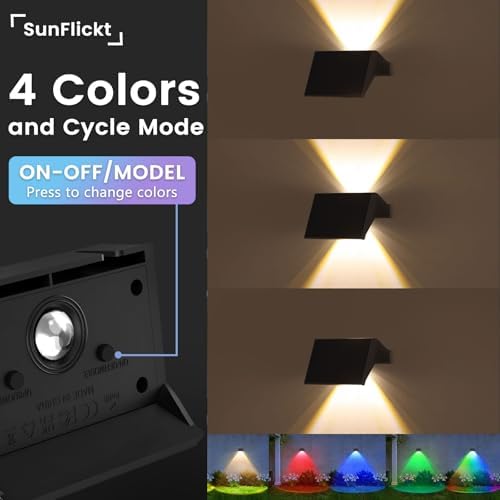 Solar Fence Lights Outdoor, 10 Pack Up and Down Wall Lights, White & RGB - Image 2