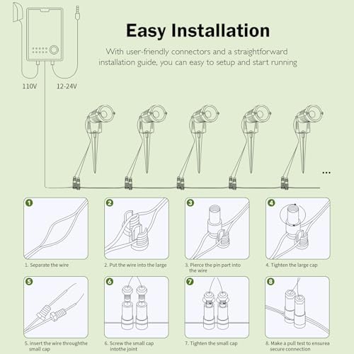 Low Voltage Landscape Lights, 10W 12/24V 2700K Warm White Landscape Lighting, IP65 Waterproof Outdoor LED Spotlight for Garden Yard Tree, 4 Pack with Connectors - Image 5