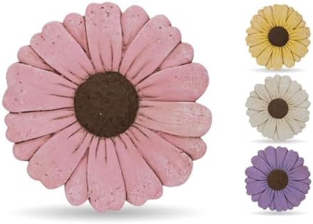 Landoraloria Cement Flower Stepping Stone 10” Daisy Garden Path Stone for Yard & Walkway Handcrafted Non-Slip Outdoor Patio Decor Weather-Resistant Cement Stone (Pink) - Image 4