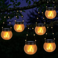 Solar Lights Outdoor Hanging Lantern with Glass Globe, Flame Effect 6-Pack by KIALUSH