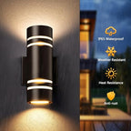 wowlite Dusk to Dawn Outdoor Lighting, Bronze Up & Down Wall Sconce, 2 Pack - Image 3