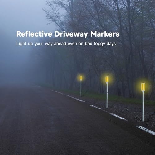 Joyibay 5-Pack Solar Powered Driveway Markers, Solar Warning Lights, Solar Outdoor Driveway Lights, Driveway Reflectors on Poles for Snow Road Yard(Yellow) - Image 3