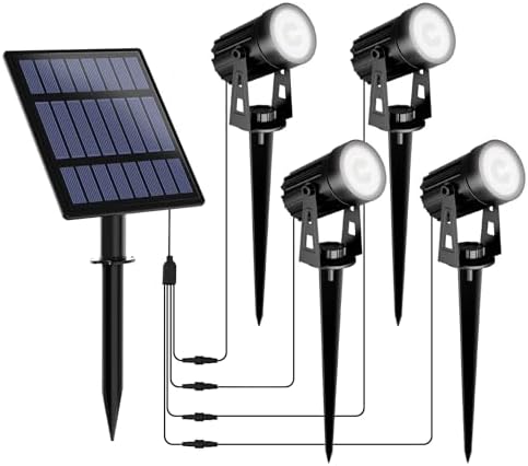 T-SUNUS Solar Landscape Spotlights 4-in-1 White 6000K Outdoor Garden Flag by T-SUNUSLighting
