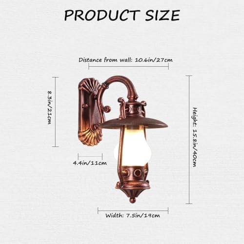 Aluminum Vintage Kerosene Lantern Outdoor Wall Lantern Light Fixture – Waterproof Exterior Porch Sconce with Frosted Glass, Rustic Farmhouse Style for Patio, Garden, Garage - Image 2