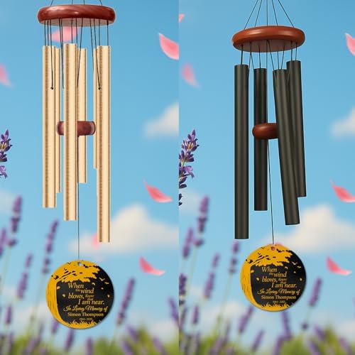Personalized Memorial Wind Chime – “When The Wind Blows Know That I Am Near” Custom Name & Years – Sympathy Gift for Loss of Loved One – Outdoor Remembrance Windchime for Comfort & Healing - Image 4