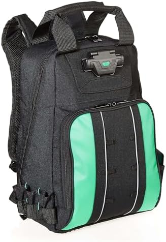 Amazon Basics Tool Backpack with LED Light, 55 Pockets, Padded Shoulder Straps, Tool Storage Bag, Black by AmazonBasics