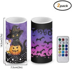 Halloween Day Flameless Candles Bulk 2 Pack Battery Operated Candles with Remote and Timers Flickering LED Lights Trick or Treat Day Home Party Decor, Pumpkin Ghost Black Cat - Image 2
