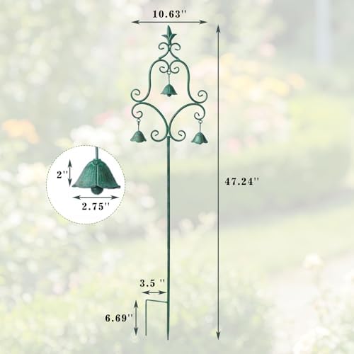 46.5" H Metal Yard Art with Bells for Outside,Decorative Garden Stakes - Image 2
