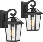 Outdoor Light Fixtures Wall Mount, Waterproof Exterior Wall Lanterns with Glass, Outside Wall Sconces, Front Porch Lights for House Garage Doorway Patio (Small, 2Pack) by Luminzone