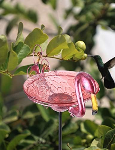 MUMTOP Outdoor Bird Bath Solar Birdbath Garden Feeder with Metal Stake,Pink - Image 4
