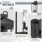 Darkaway Outdoor Wall Lights,17 Inch Tall Exterior Lighting Fixtures Wall Mount Outdoor Porch Lights Outside Sconce with Glass E12 Socket for House Patio Hallway Garage - Image 3