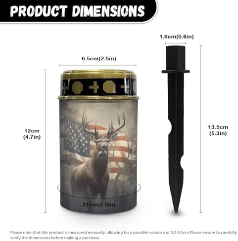 Poceacles Outdoor Lights Solar Powered Flameless Candle Cemetery Votive Candles Waterproof Outdoor Memorial Candle Solar Stake Lights 4th of July Patriotic Decor, Deer American Flag Retro, Pack of 6 - Image 6