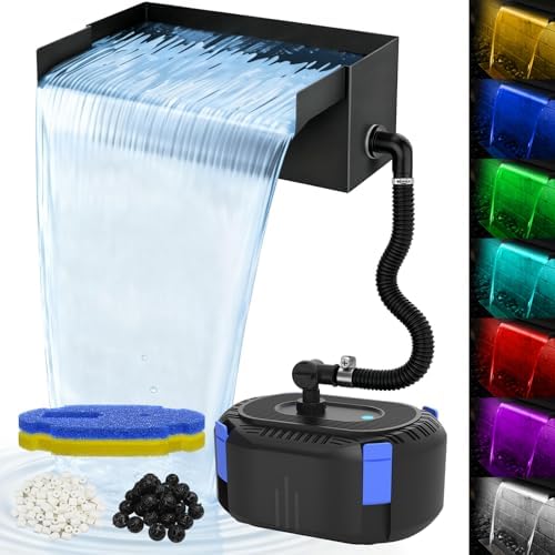 AquaMiracle Pond Waterfall Kit with 4-Stage Filtration & Remote Control LED by AquaMiracle