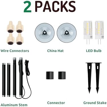 Lumina Lighting® 3W Landscape Lighting 12V Landscape Lights Low Voltage Landscape Path Lights Warm White Waterproof Outdoor Replaceable G4 LED Bulb for Garden Pathway Lawn Yard (Black, 2-Pack) - Image 4
