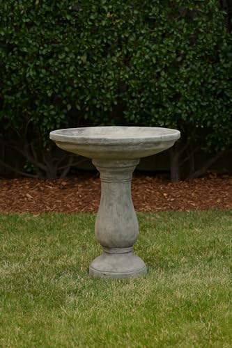 Solid Rock Stoneworks Classic Oval Concrete Birdbath – 24” Tall Outdoor Garden Accent – Heavy-Duty Handcrafted Cement Bird Bath – Weather Resistant Yard Décor – Made in USA- PreAged - Image 2