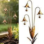 Triple Bluebells Garden Stake with Bell Metal Flower Outdoor Yard Decoration Weather Resistant Rustic Decorative Stake for Lawns Patios and Garden Beds by Unknown