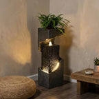 Water Fountain Outdoor Garden 35.4" H Modern Outdoor Fountains and Waterfalls with Lights Flooring Standing Indoor Water Fountains for Garden, Patio, Deck, Backyard, Porch and Home Art Decor - Image 3