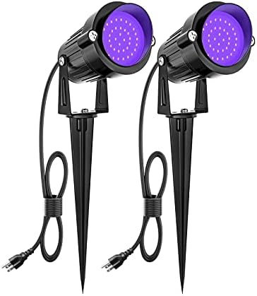 ZUCKEO 15W Halloween Blacklight Spotlight Outdoor LED Black Lights Waterproof Landscape Lighting with US Plug for Glow Dancing Party Body Painting Neon Poster Christmas Decorations(2Pack) by ZUCKEO