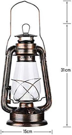 PACK OF 2 Vintage Rustic Accent Old Fashioned Electric Lantern Oil Lamp with Edison LED Bulb Bronze Rust Finish Dimmable Nightstand Desk Table Lamps for Antique Designer Light Study Room 12" Tall 6" D - Image 2