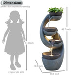 Outdoor Waterfall Fountain with LED Lights and Pump for Garden, Patio, Yard - 43.7 Inch UV-Resistant Freestanding Water Feature - Image 2