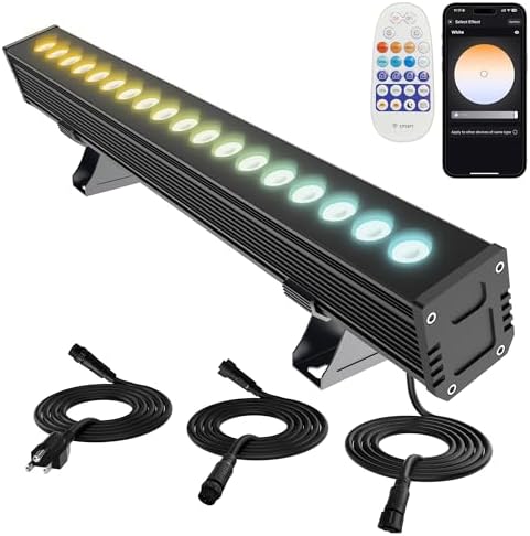 LED Wall Washer Light Bar, Tunable White 2700K-6500K, Smart WiFi App and RF Remote, Smooth Dimming, 8 Modes, Linkable 20in IP65, AC120V Plug-in for Porch Patio Sign by ProfessionalRGBWLEDSupplier