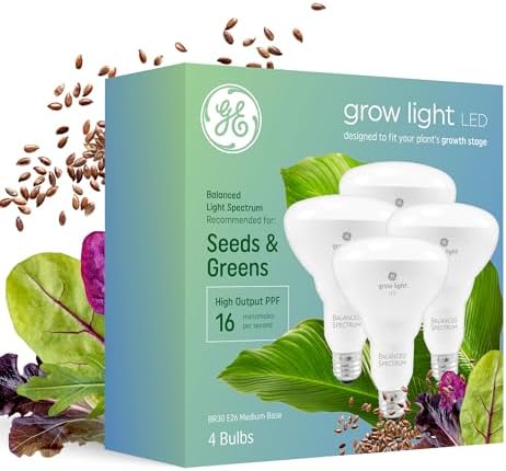 GE Grow Lights for Indoor Plants, BR30 Indoor Floodlight, 4 Pack by GELighting