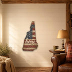 New Hampshire "Home" State Shape Sign — Vintage American Flag Wall Decor — UV-Printed Aluminum (Not Real Wood) — Patriotic State Pride Art for Indoors & Outdoors — Made in USA - Image 5