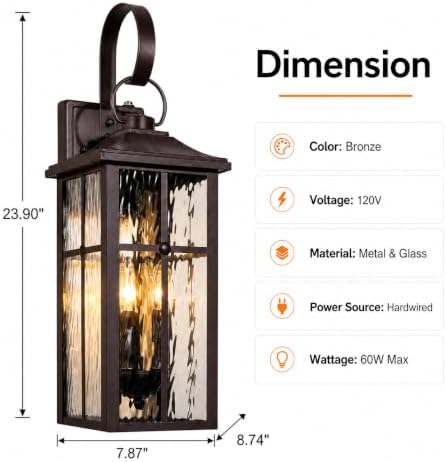 2 Pack Dusk to Dawn Outdoor Wall Lights, 23.9" Brown - Image 4