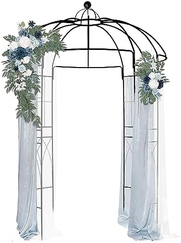 Garden Arbor, 9FT Metal Garden Arch for Climbing Plants Outdoor, Black Gazebo Archway for Lawn, Patio and Backyard, Wedding Arches for Ceremony, Includes Ground Stakes by Unknown
